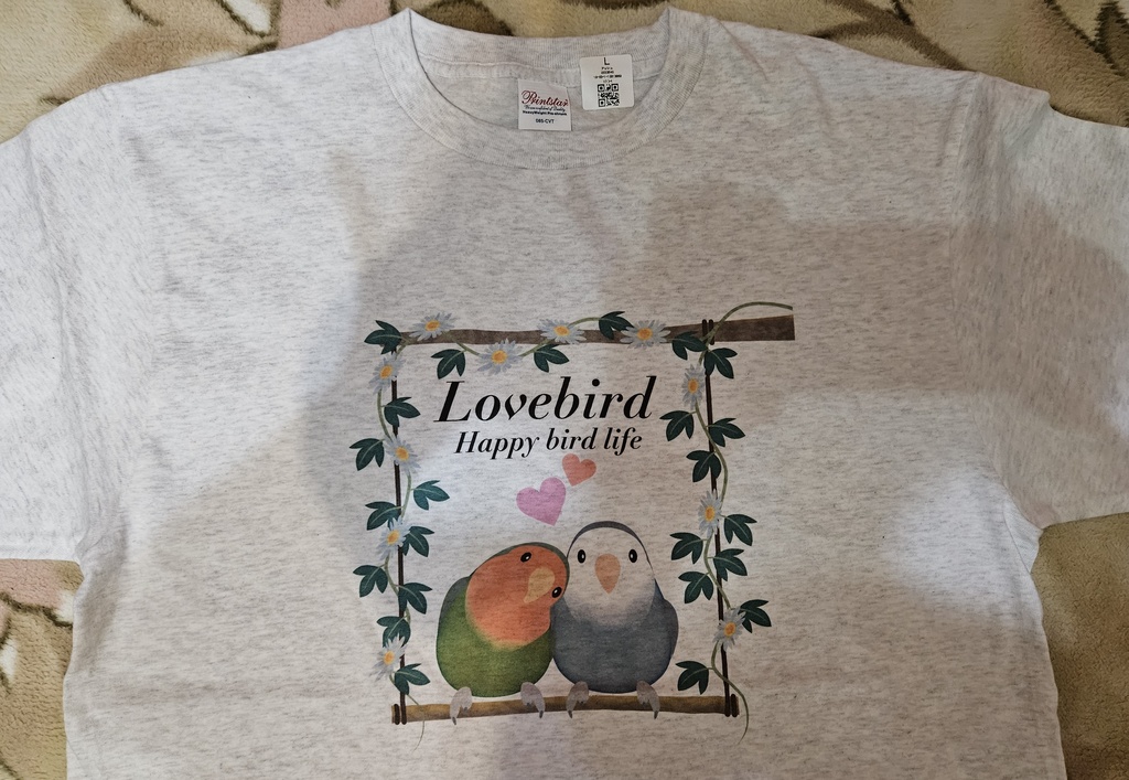 キュートなコザクラインコTシャツ ブランコ アッシュ