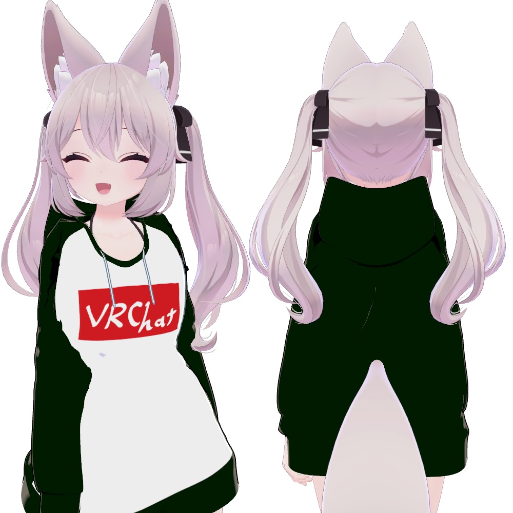 【VRC想定】シンプルなパーカー(帽子のおまけ付き)【カリン・ナユ対応】