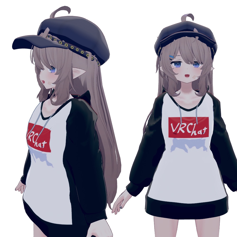 【VRC想定】シンプルなパーカー(帽子のおまけ付き)【カリン・ナユ対応】