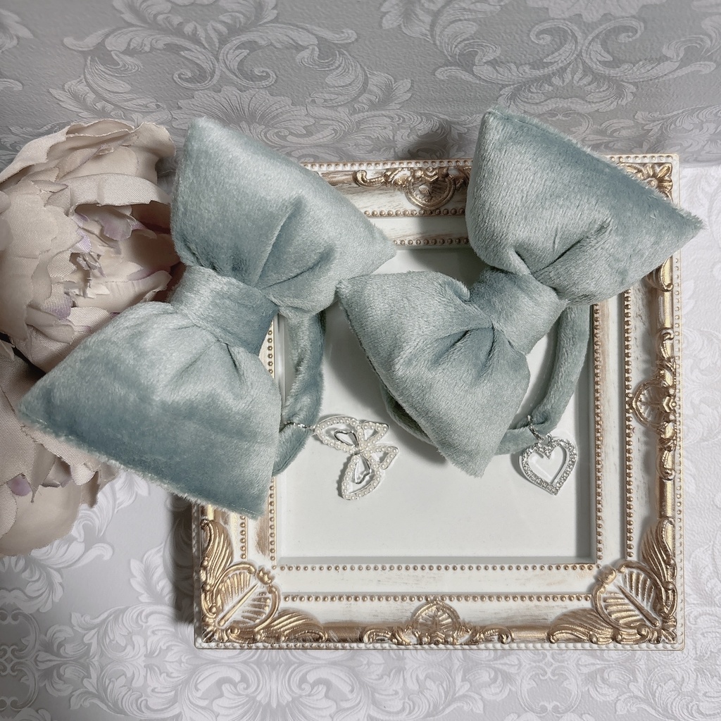 ふわふわリボンver.ベロア(グレー)