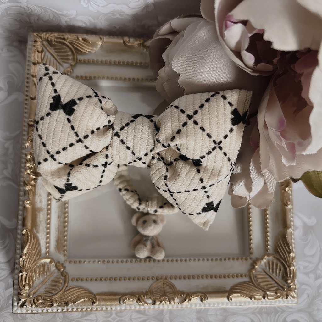 ふわふわリボンver.リボン柄(オフホワイト)