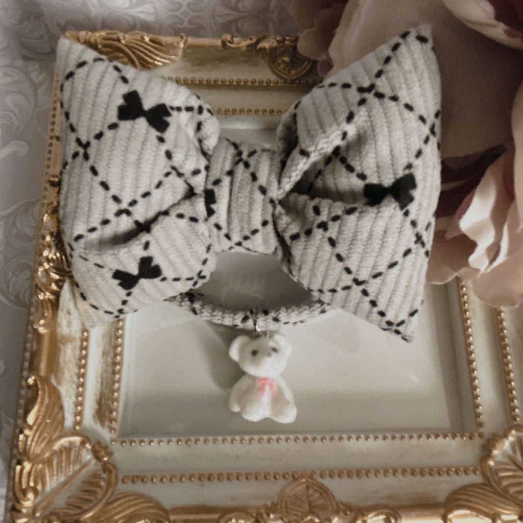 ふわふわリボンver.リボン柄(グレー)