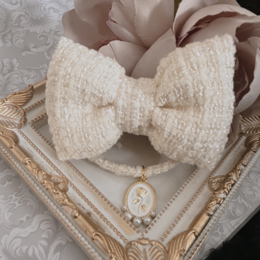 ふわふわリボンver.ツイード(白)