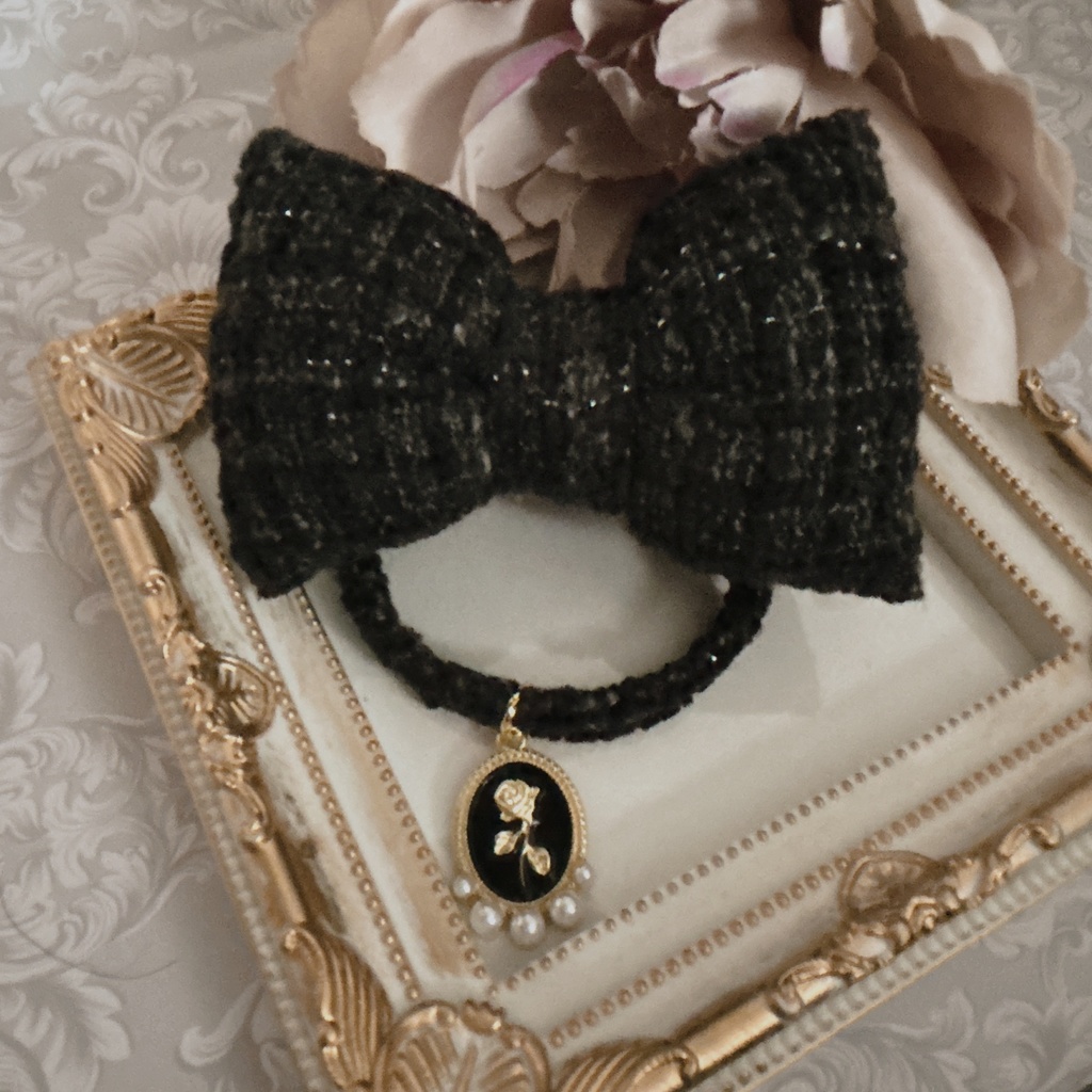 ふわふわリボンver.ツイード(黒)