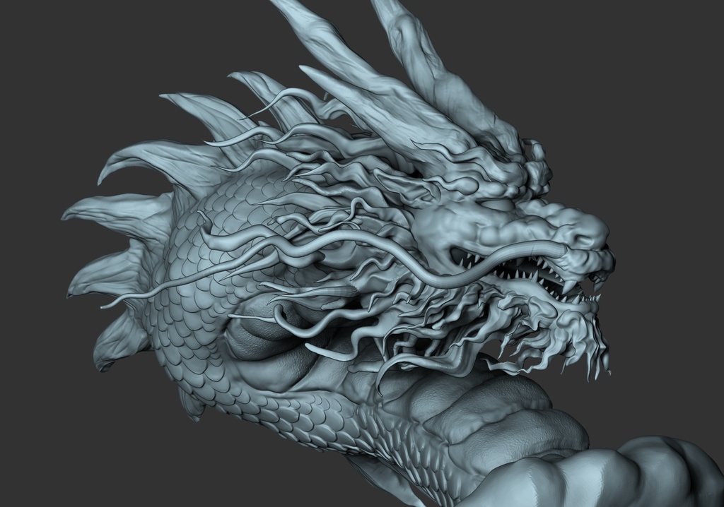 龍（3Dモデル、3Dプリンタ用、ZBrush用） - モチキラスタジオ