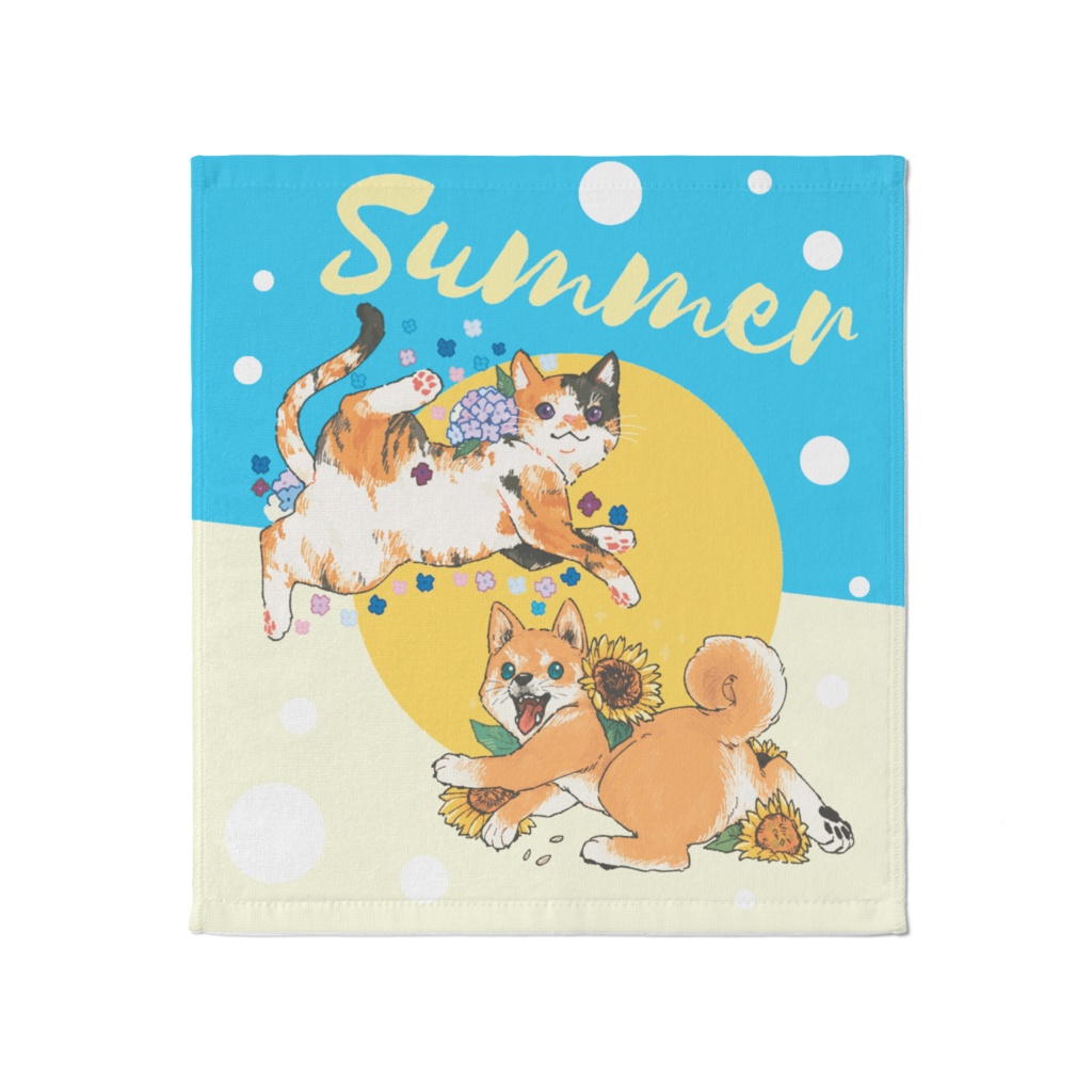 三毛猫・柴犬Summerタオル