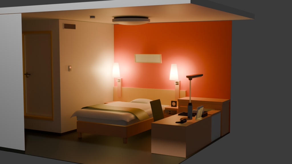 【3D背景】ホテル客室_001