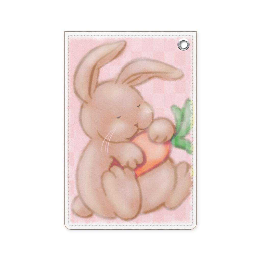 にんじん抱えたうさぎのパスケース