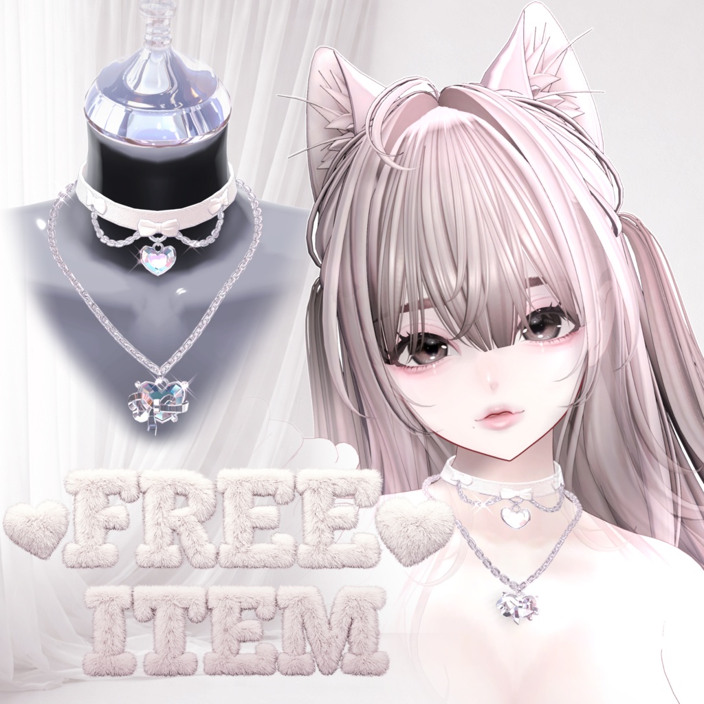 [ FREE ] 🤍 Heart Set Choker & Necklace 🤍