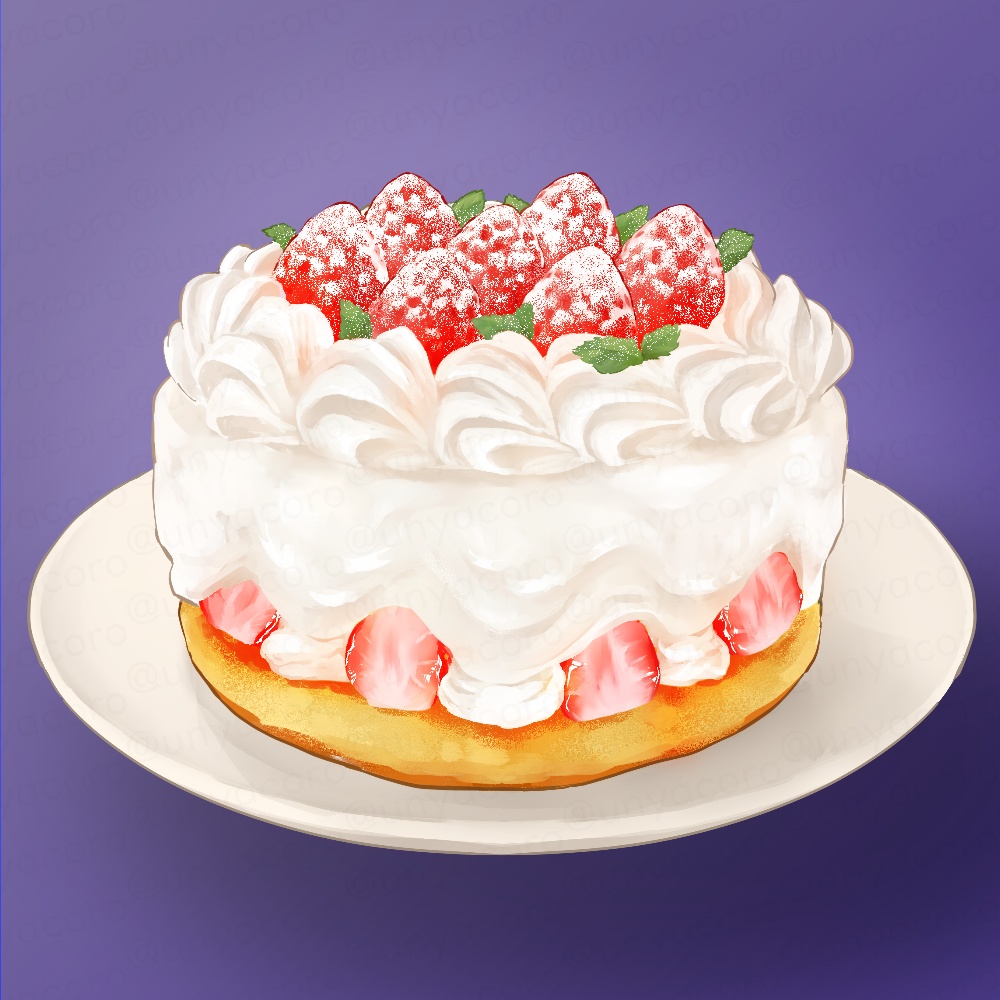 クリーム絞り袋を持った手と、ケーキのセット