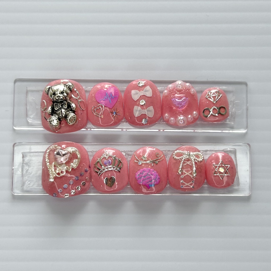 【ネイルチップ】 No.3 Melty Brain|ピンク ラメ 地雷系 病みかわ