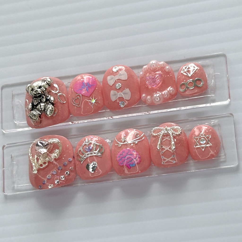 【ネイルチップ】 No.3 Melty Brain|ピンク ラメ 地雷系 病みかわ