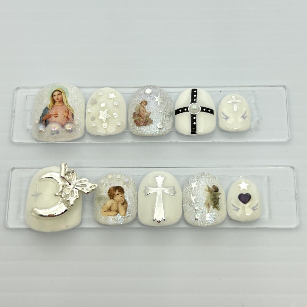 【ネイルチップ】 No.5 Angelic silence|白 ラメ 天使