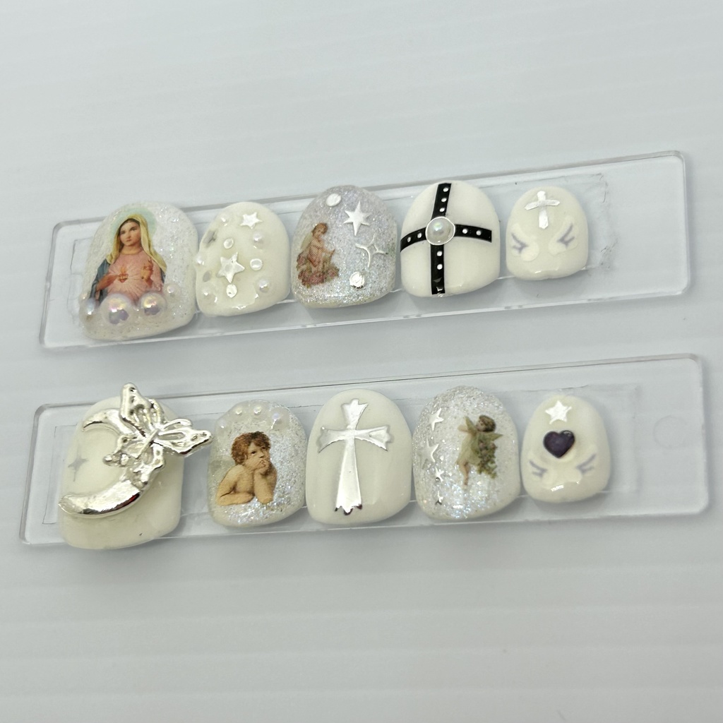 【ネイルチップ】 No.5 Angelic silence|白 ラメ 天使