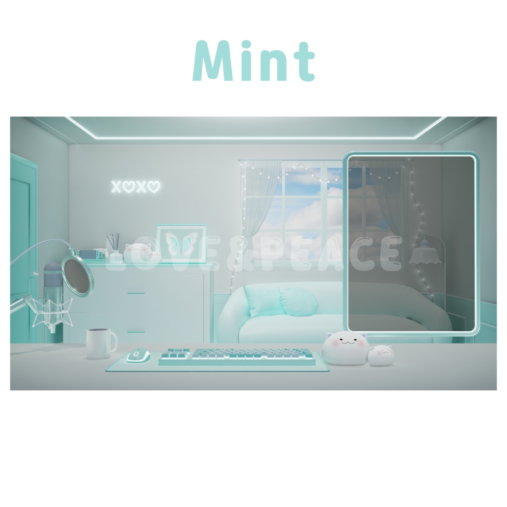 【配信背景】 部屋 (6colors) 【Vtuber向け】 Live Streaming Morning Room/vtuber background / 버튜버 낮 버전 방