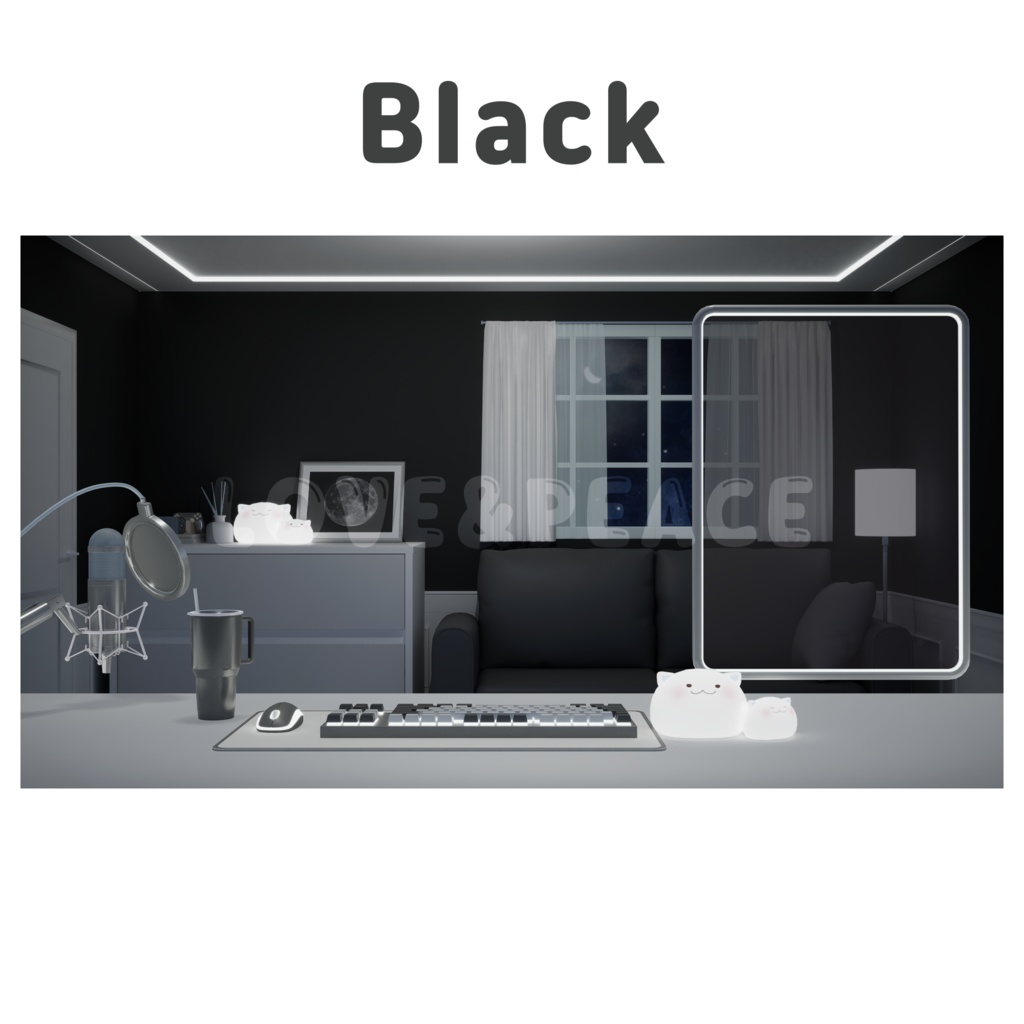 【配信背景】 部屋 (6colors) 【Vtuber向け】 Live Streaming Night Room/vtuber background / 버튜버 밤 버전 방