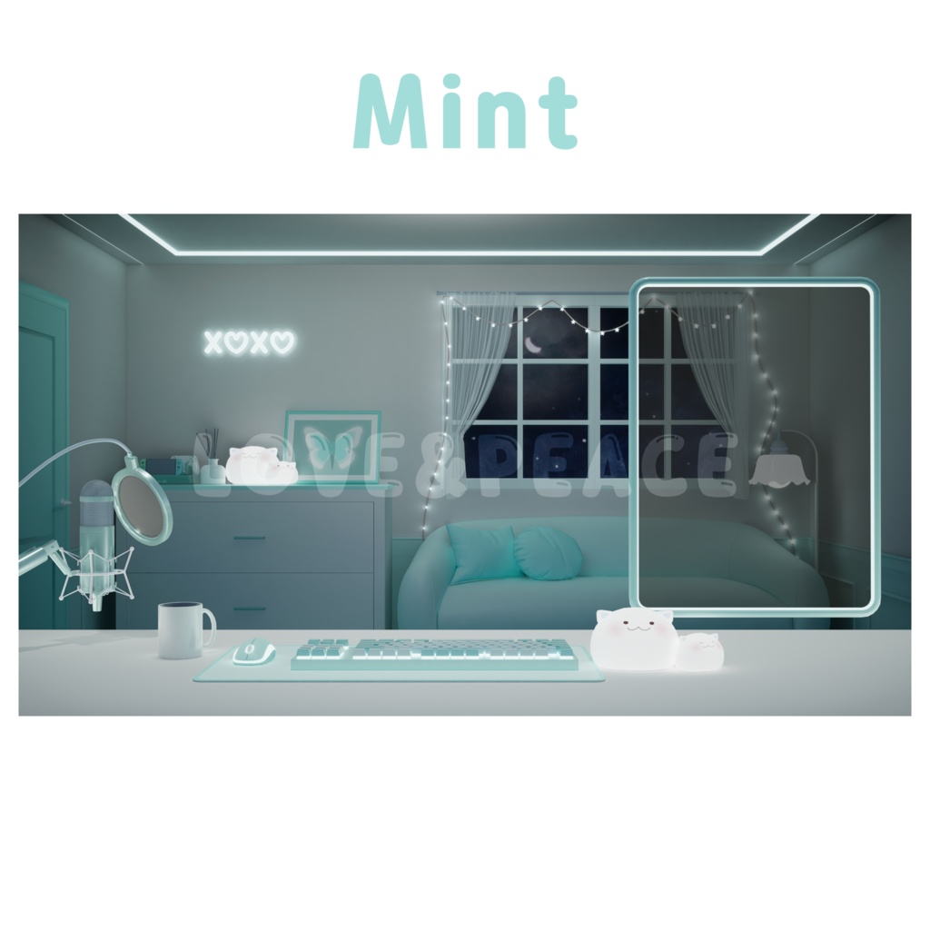 【配信背景】 部屋 (6colors) 【Vtuber向け】 Live Streaming Night Room/vtuber background / 버튜버 밤 버전 방