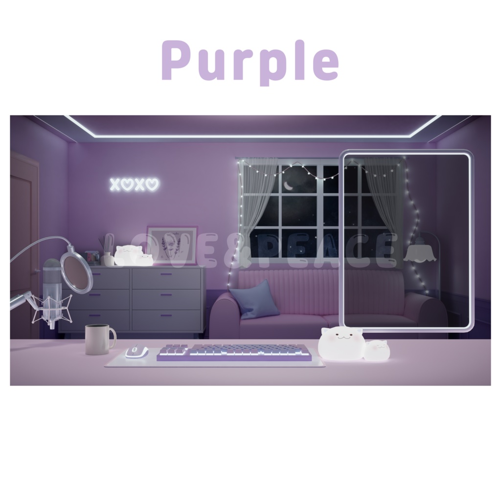 【配信背景】 部屋 (6colors) 【Vtuber向け】 Live Streaming Night Room/vtuber background / 버튜버 밤 버전 방