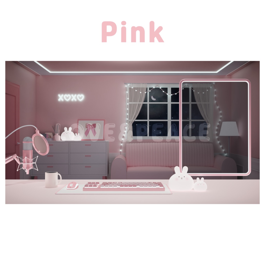 【配信背景】 部屋 (6colors) 【Vtuber向け】 Live Streaming Night Room/vtuber background / 버튜버 밤 버전 방