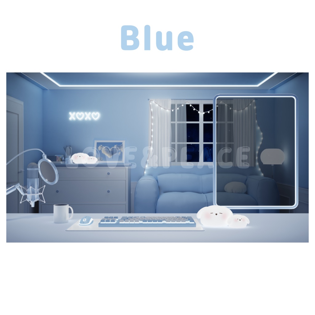 【配信背景】 部屋 (6colors) 【Vtuber向け】 Live Streaming Night Room/vtuber background / 버튜버 밤 버전 방