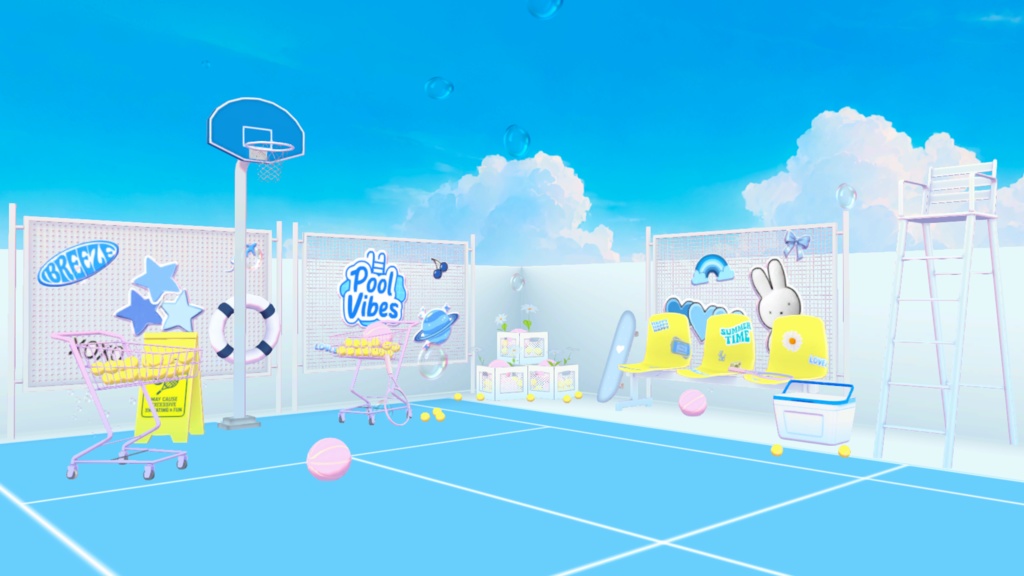 【Warudo(Pro/Standard)】 Rooftop Tennis Court /루프탑 테니스장 / 屋上テニスコート