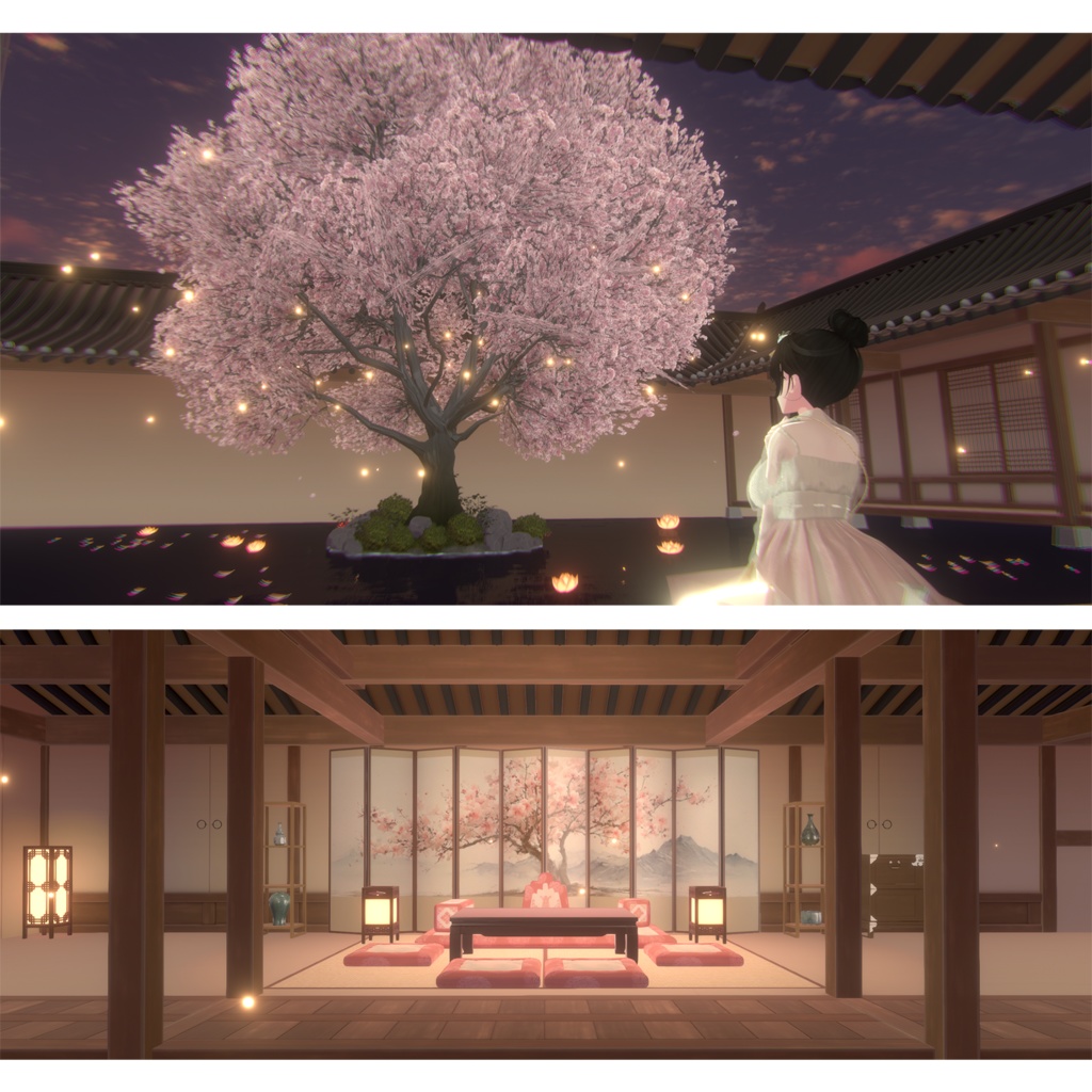 【Warudo(Pro/Standard)】Cherry Blossom Hanok / 벚꽃 한옥 / 桜の韓屋