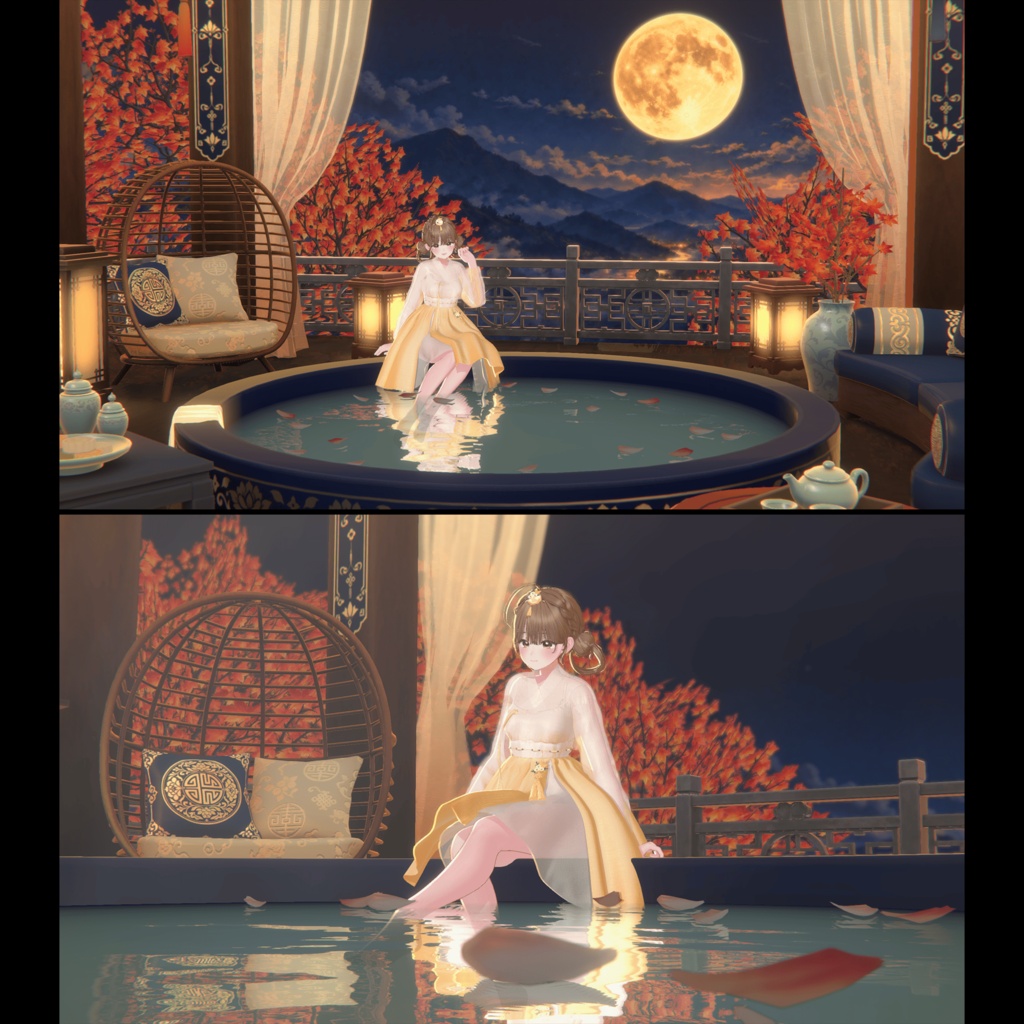 【Warudo(Pro/Standard)】Full moon/보름달 누각/満月の月見楼