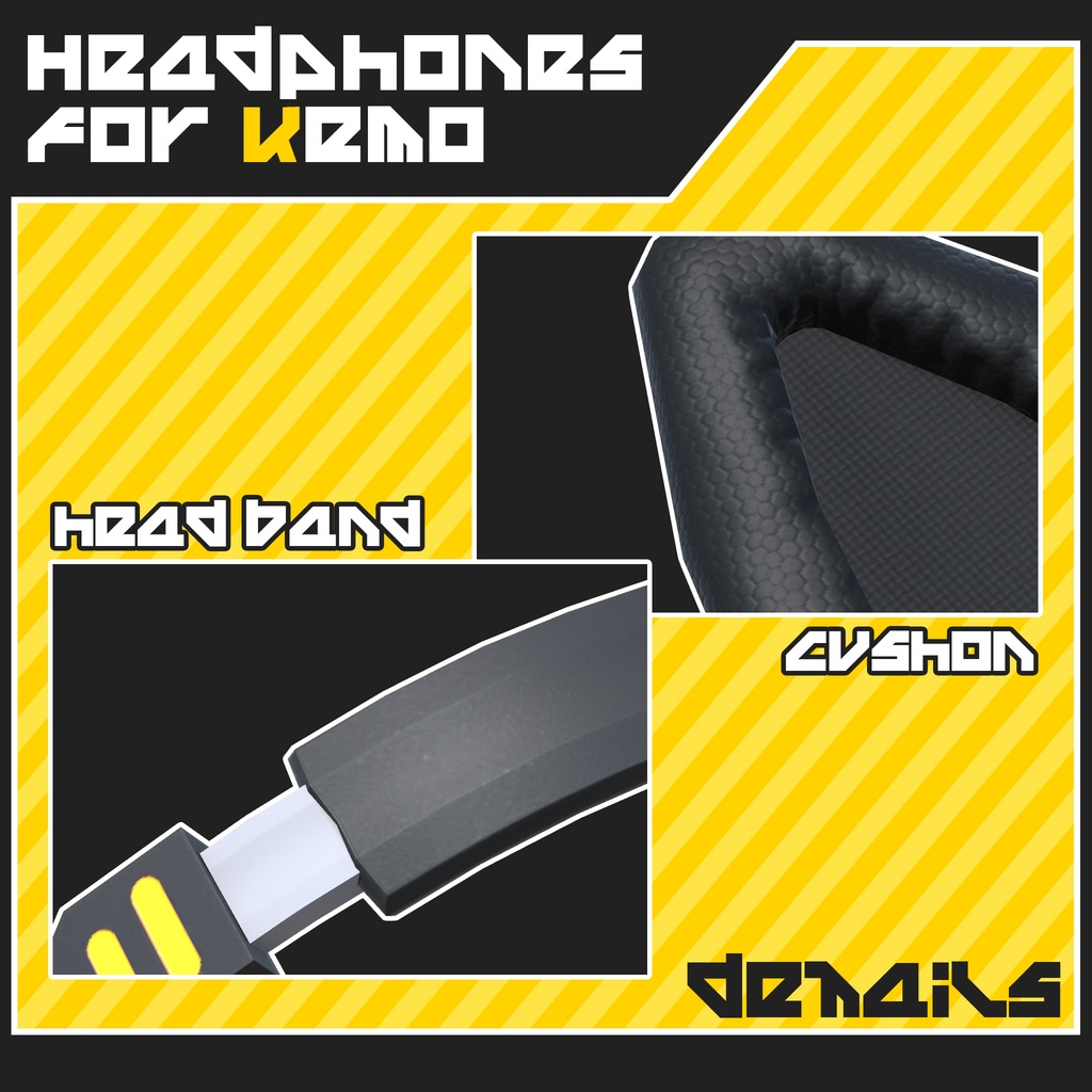 【VRC 想定】けもみみ用ヘッドフォン【ミュリシア・桔梗・ラスク対応】