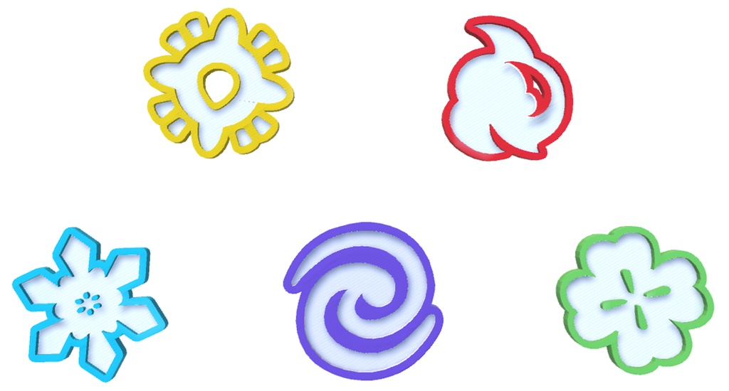 【3Dモデル小物】トリッカル性格缶バッジセット