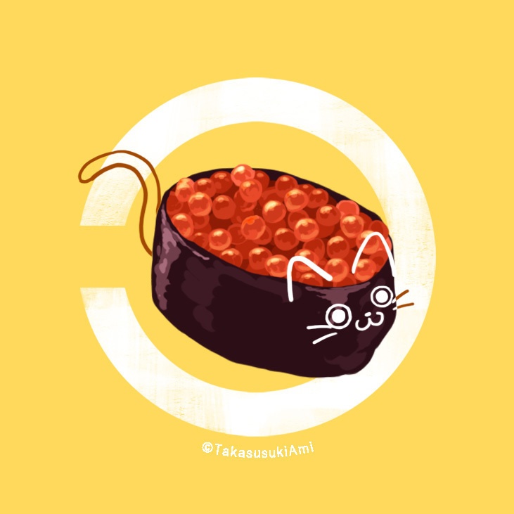 寿司にゃん缶バッチ　いくら