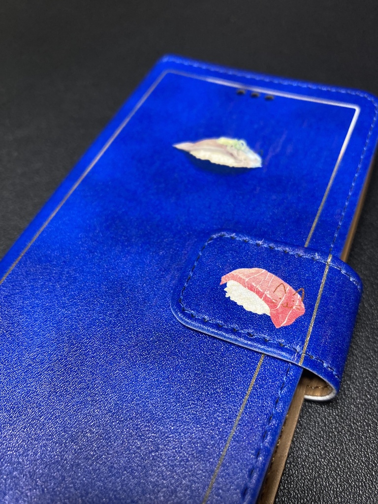 寿司ねこスマホケース_ブルー_iPhone7、8、SE(第二世代)