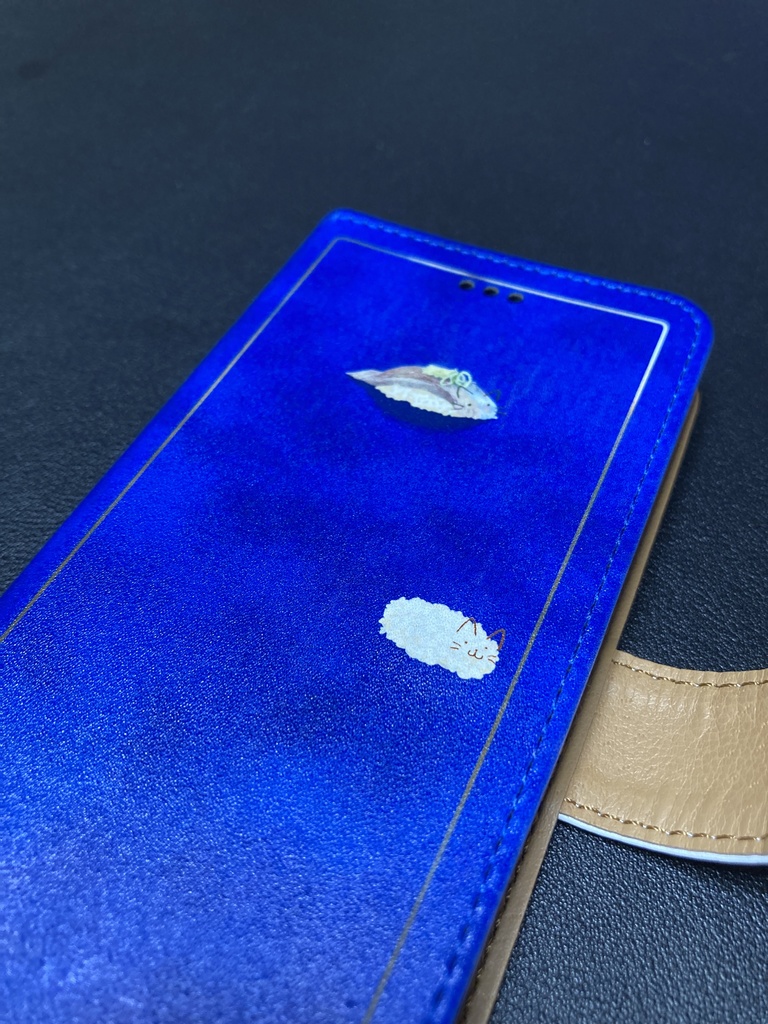 寿司ねこスマホケース_ブルー_iPhone7、8、SE(第二世代)