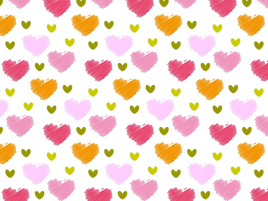 落書き風のオレンジとピンクのハート柄25