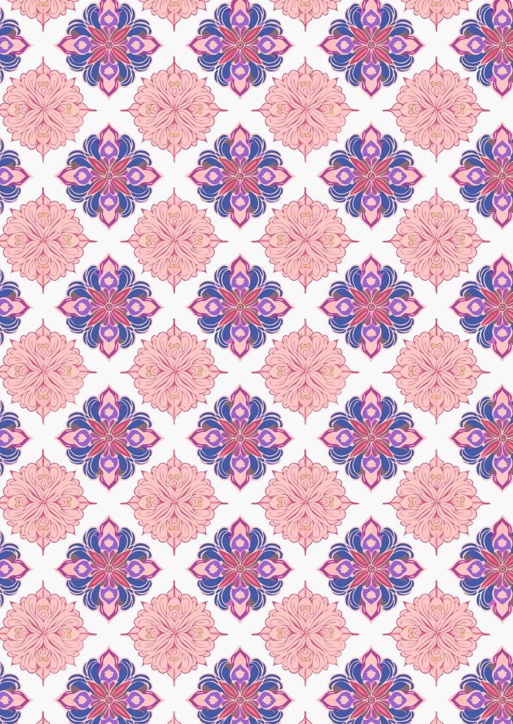 ピンクのお花のヨーロッパのアール・ヌーヴォー調の壁紙模様8