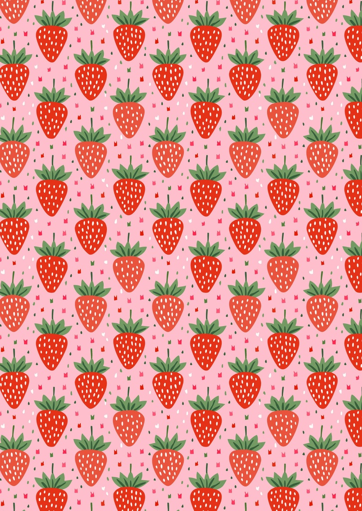 ピンクでぽちぽち背景が可愛いいちごのパターン模様08