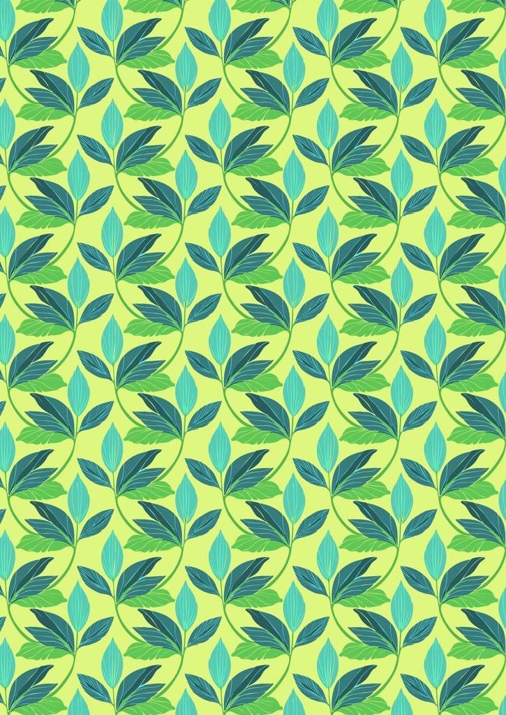 緑の葉の鮮やかな色合いのアール・ヌーヴォー調の壁紙19
