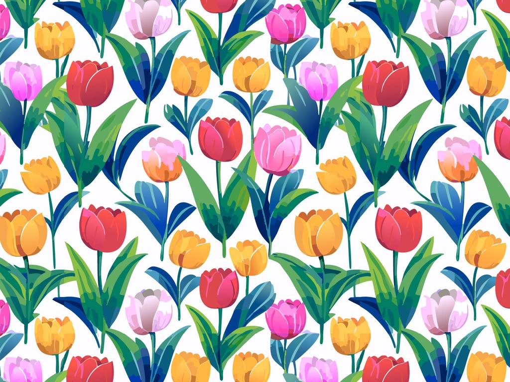 色とりどりのふっくらとしたチューリッピの花で埋められた壁紙02