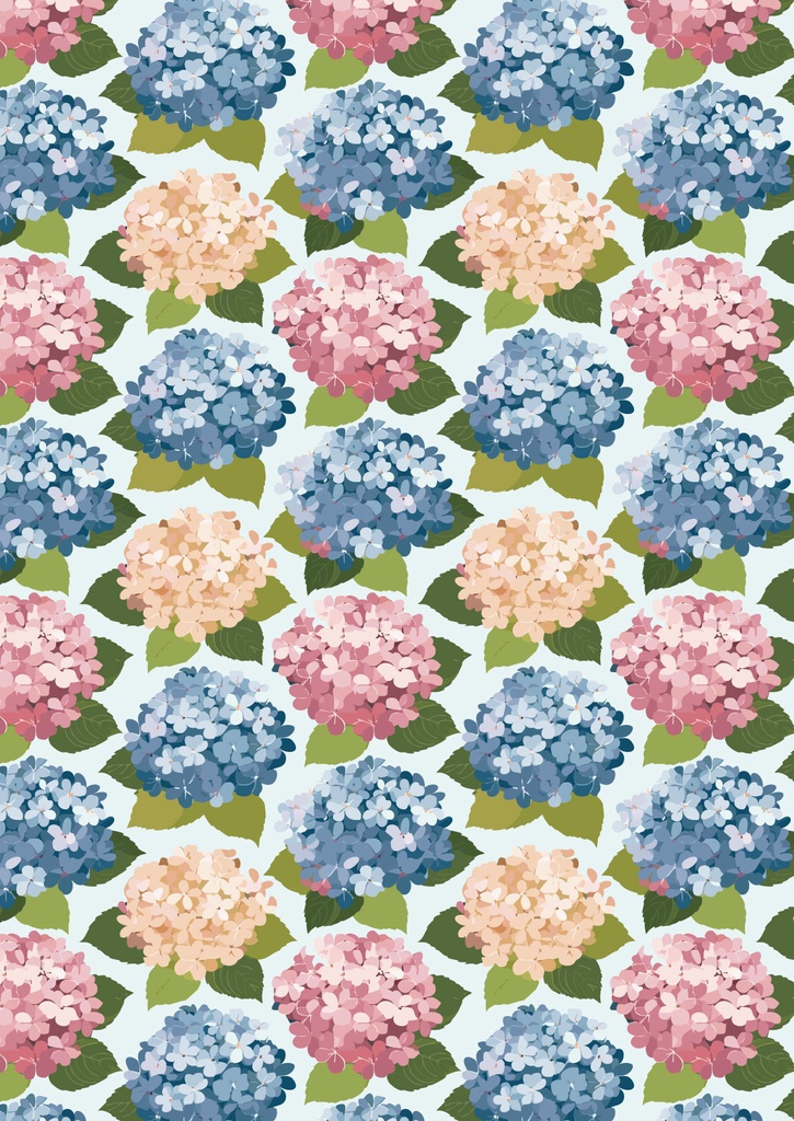 ピンクと水色の紫陽花の花がおしゃれに並ぶ壁紙05