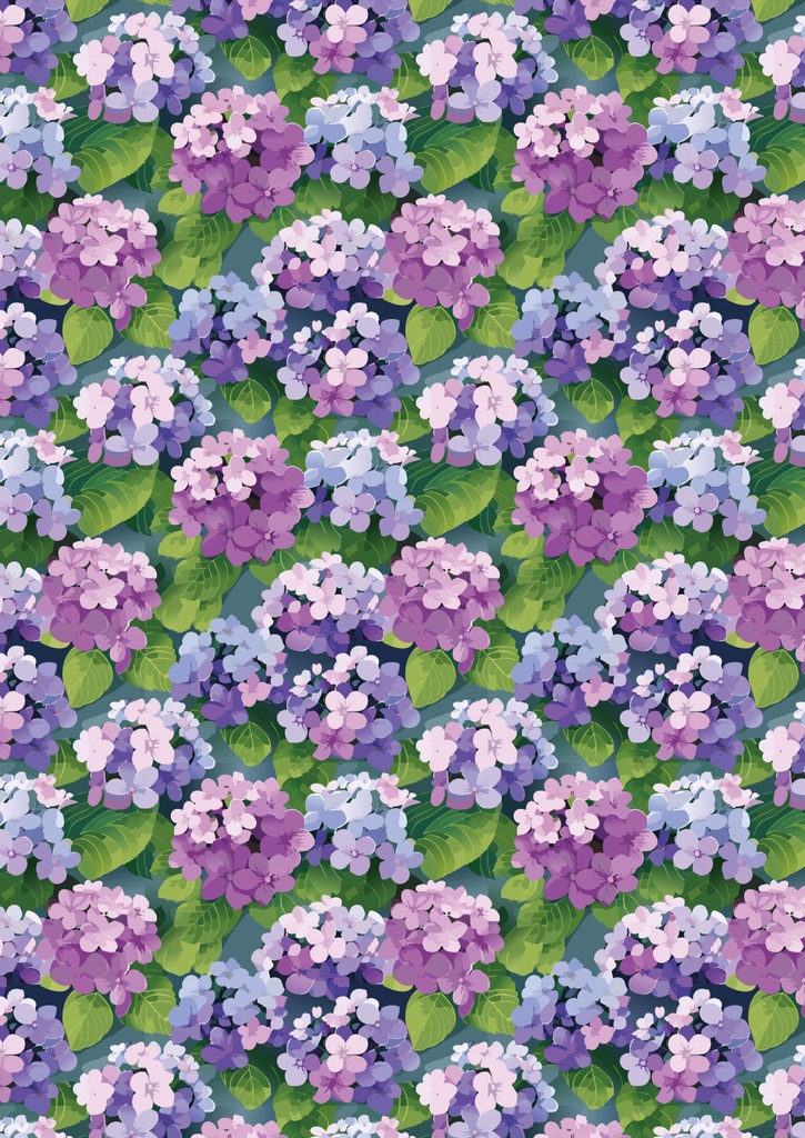 紫と青の紫陽花が一面に広がる壁紙06