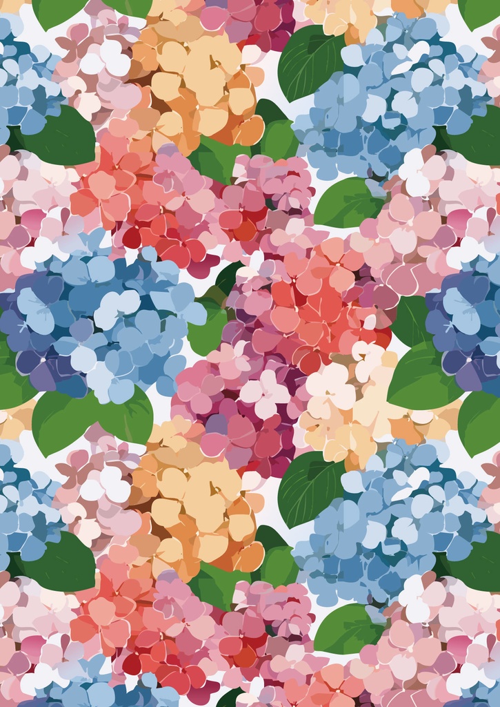 カラフルな紫陽花の花がびっしりと咲く壁紙09