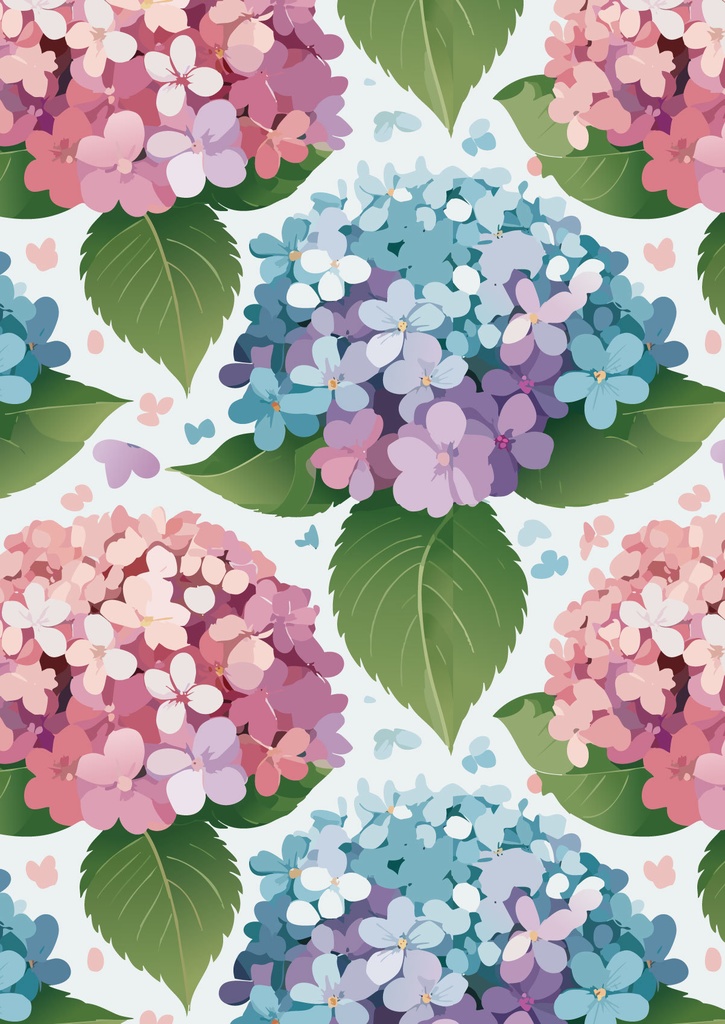 ピンクと水色の紫陽花がちょうどよいグラデの壁紙10