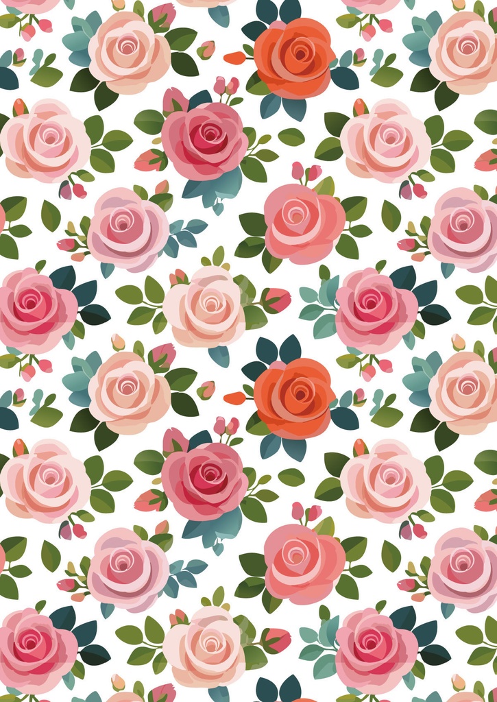 ピンクのフェミニンなバラの花柄の壁紙04