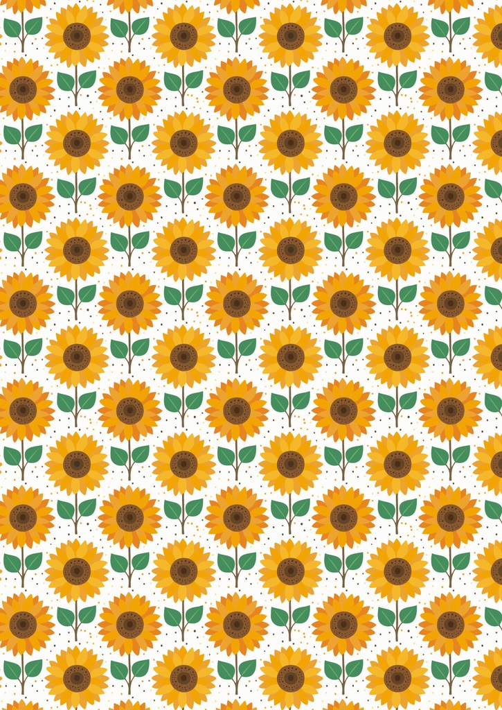 黄色い小さなひまわりの花がきれいに並んだ花柄壁紙10