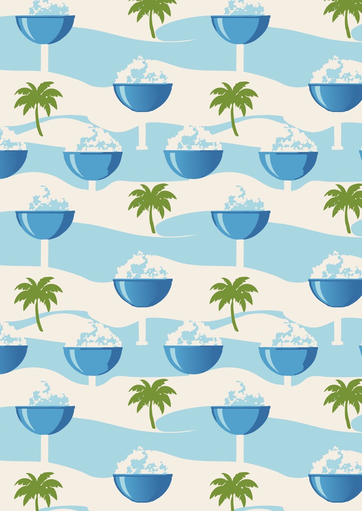 海を背景にかき氷がヤシの木と並んだ涼しげな壁紙07