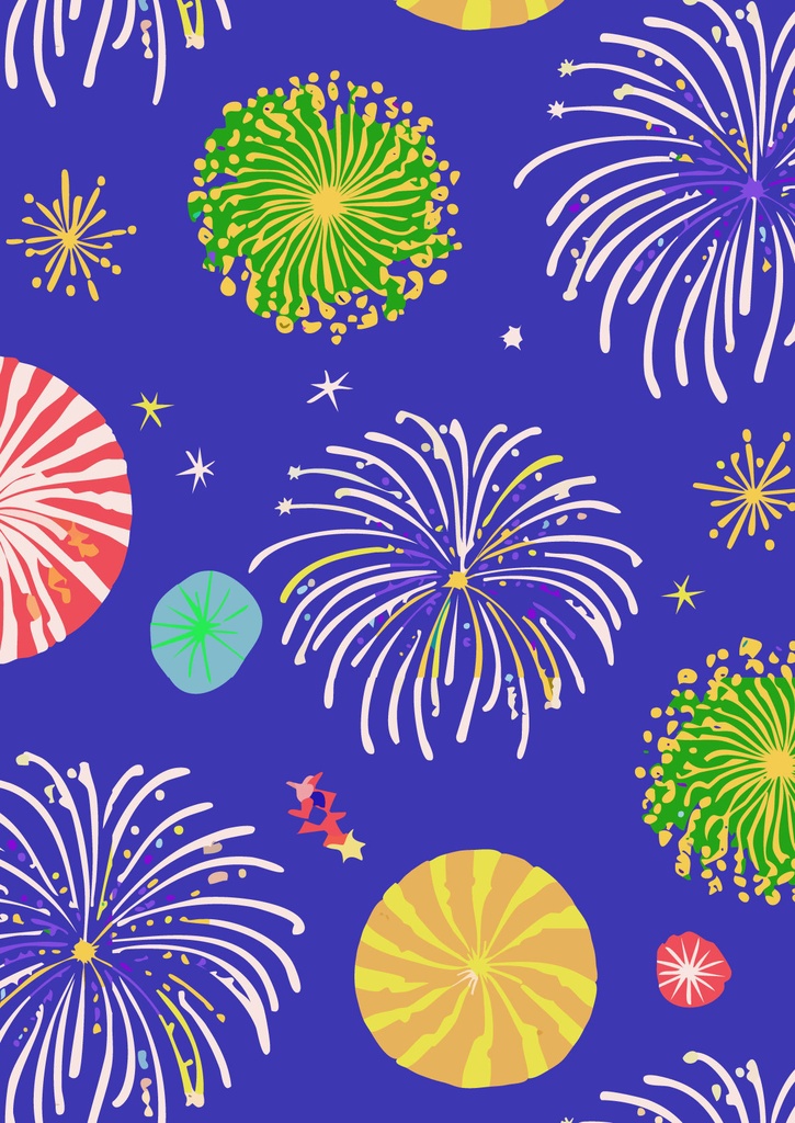 夏の夜空の大輪の花火とキラキラの壁紙03