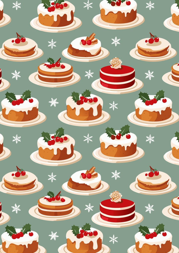 ひいらぎの葉がのった可愛いクリスマスケーキの壁紙14