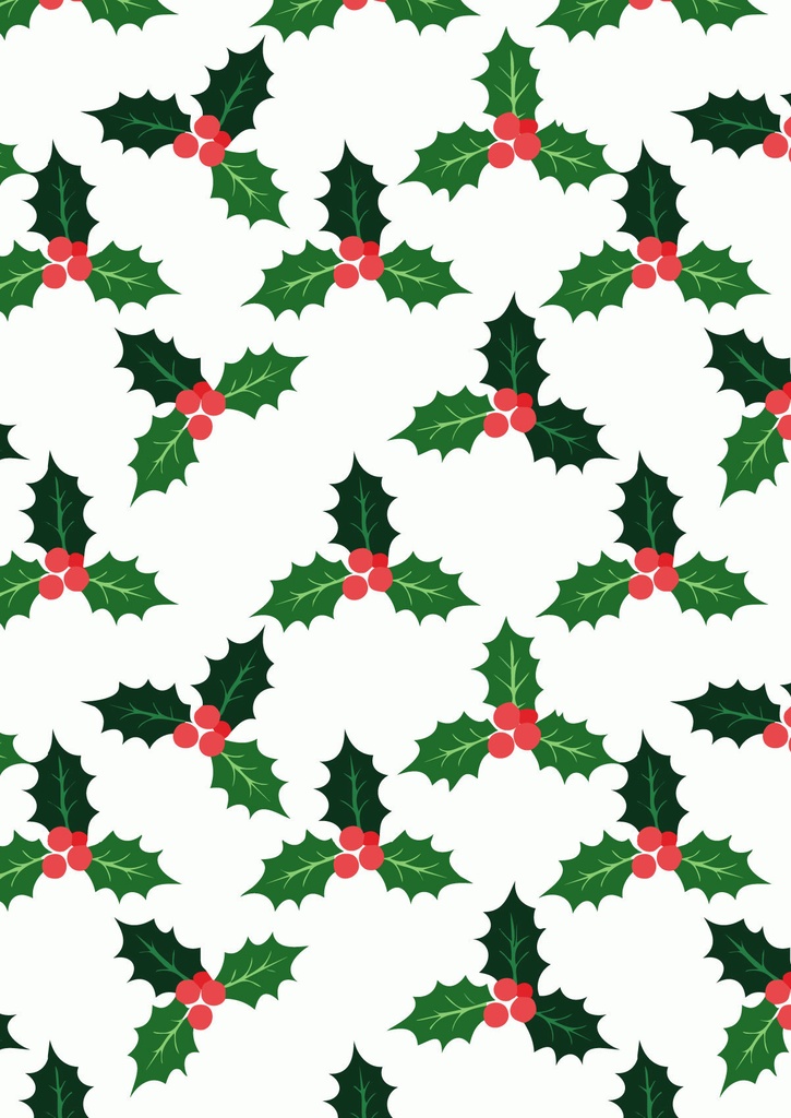 クリスマスのヒイラギの緑の葉と赤い実が可愛いく並んだ壁紙17