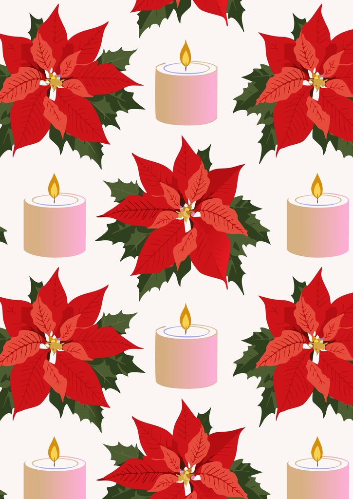 クリスマスの赤いポインセチアとキャンドルの壁紙18