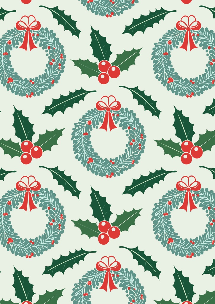 クリスマスリースとヒイラギの赤い身の可愛い壁紙22