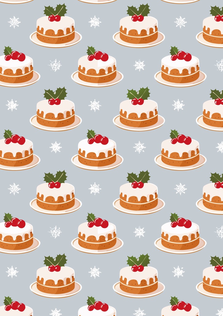 ヒイラギの飾りが可愛いクリスマスケーキの壁紙25